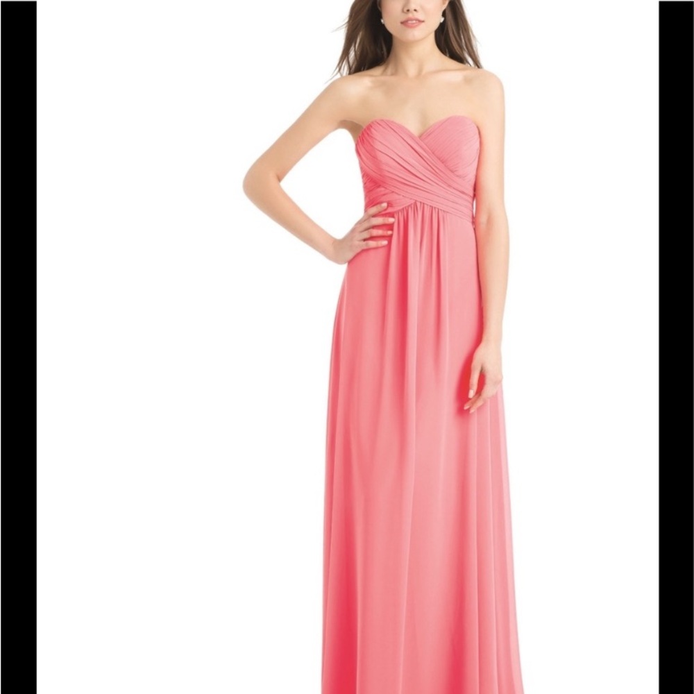 Bill Levkoff Coral Strapless Dress Wedding Guest